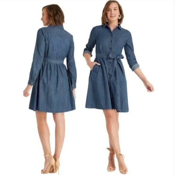 Chambray button front Dress szM - Picture 15 of 15